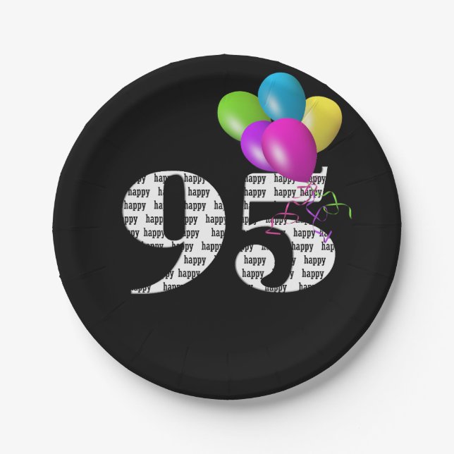 95th birthday balloon bouquet paper plate (Front)