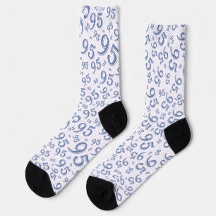 95th Birthday Blue Random Number Pattern Socks