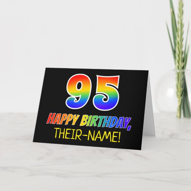 95th Birthday: Bold, Fun, Simple, Rainbow 95 Card (Front)