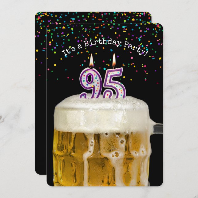 95th Birthday Candle Party Invitation (Front/Back)