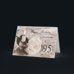 95th Birthday card for Grandmother<br><div class="desc">An antique look card featuring a candle and a rose lying on satin and lace. A birthday card for a grandmother.</div>