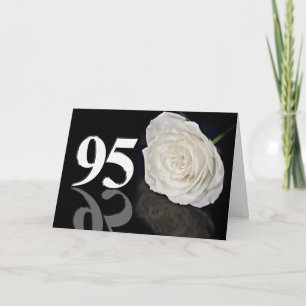 95th Birthday Card with a classic white rose