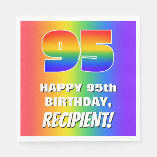95th Birthday: Colourful, Fun Rainbow Pattern # 95 Napkin