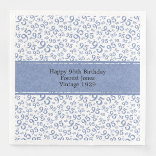 95th Birthday Cool Number Pattern Blue/White  Napkin