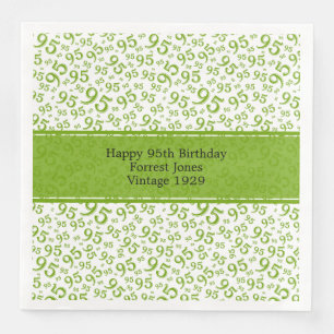 95th Birthday Cool Number Pattern Green/White Napkin