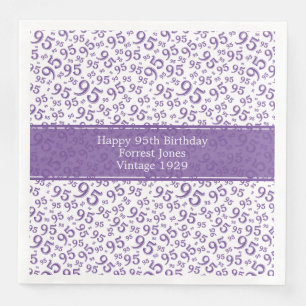 95th Birthday Cool Number Pattern Purple/White  Napkin