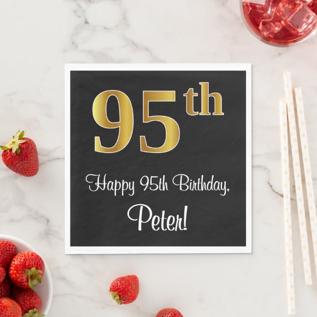 95th Birthday ~ Elegant Luxurious Faux Gold Look # Napkin (Insitu)