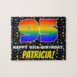 95th Birthday — Fun, Colourful Star Field Pattern Jigsaw Puzzle