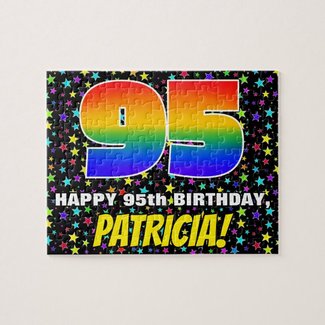 95th Birthday — Fun, Colourful Star Field Pattern Jigsaw Puzzle (Horizontal)