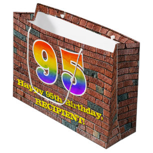 95th Birthday: Fun, Graffiti-Inspired Rainbow # 95 Large Gift Bag