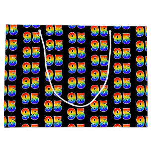95th Birthday: Fun Rainbow Event Number 95 Pattern Large Gift Bag