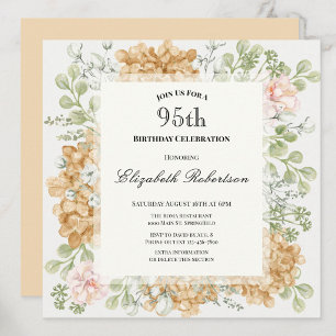 95th Birthday Invitation in Elegant Autumn Colours