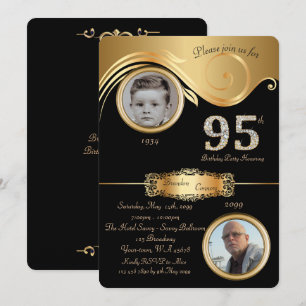 95th,Birthday Man 95th,elegant art deco,purple Invitation