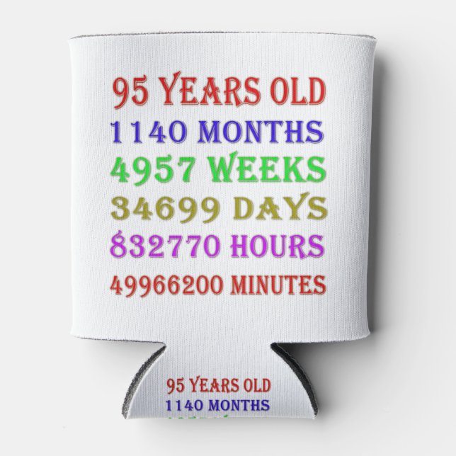 95th Birthday Milestones Can Cooler (Front)