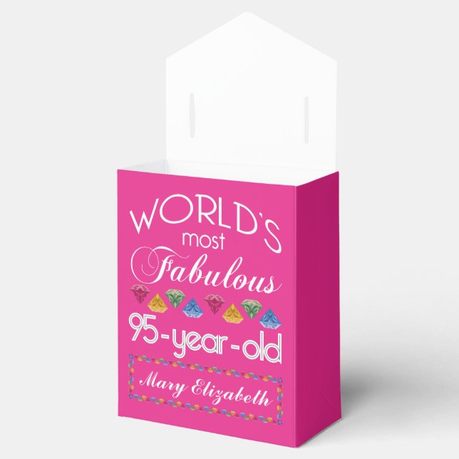 95th Birthday Most Fabulous Colourful Gems Pink Favor Box (Opened)