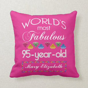 95th Birthday Most Fabulous Colourful Gems Pink Throw Pillow