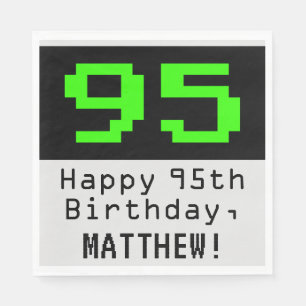 95th Birthday - Nerdy / Geeky Style "95" & Name Napkin
