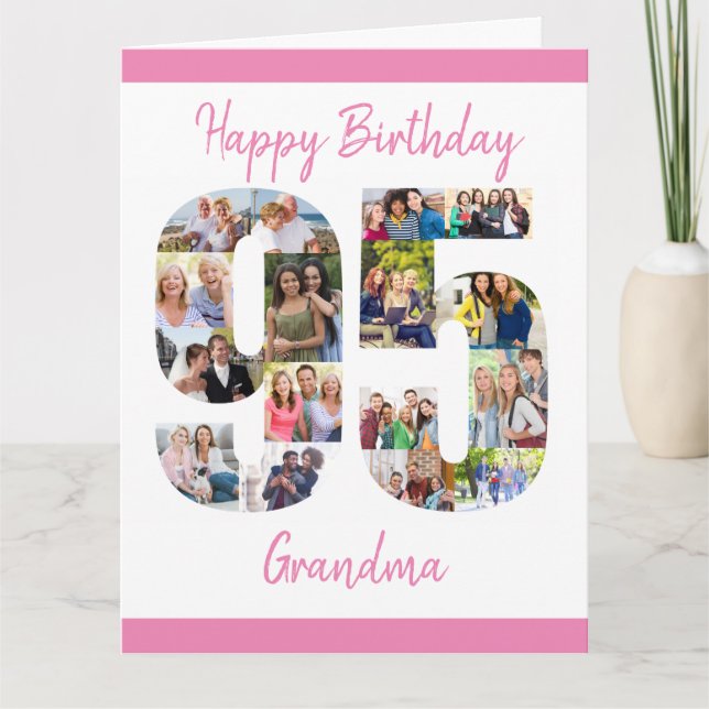 95th Birthday Number 95 Photo Collage Big Custom Card (Front)