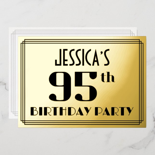95th Birthday Party: Art Deco Look “95” and Name (Front/Back)