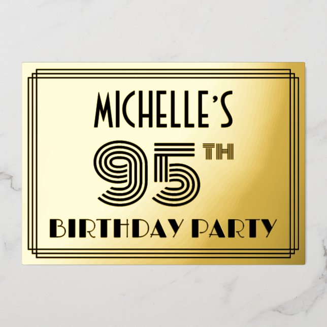 95th Birthday Party — Art Deco Style “95” & Name (Front)