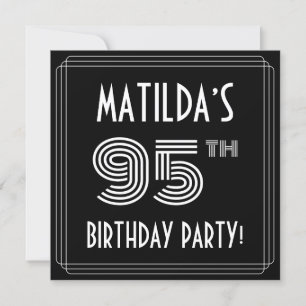 95th Birthday Party: Art Deco Style w/ Custom Name Invitation