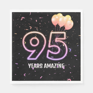 95th Birthday Party Balloons and Confetti Napkin