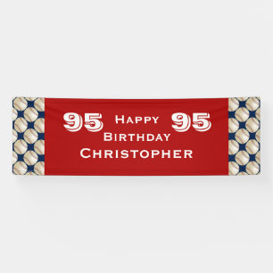 95th Birthday Party Baseball, Adult, Name, Red Banner