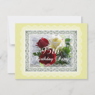95th Birthday Party Celebration-Red/Yellow Roses Invitation