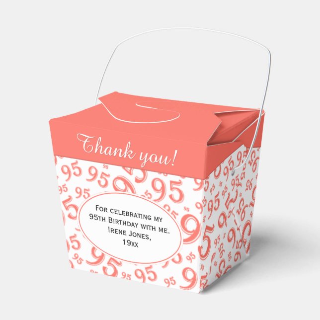 95th Birthday Party Coral Number Pattern 95 Favor Box (Front Side)