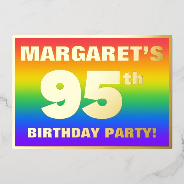 95th Birthday Party: Fun, Colourful Rainbow Patter (Front)