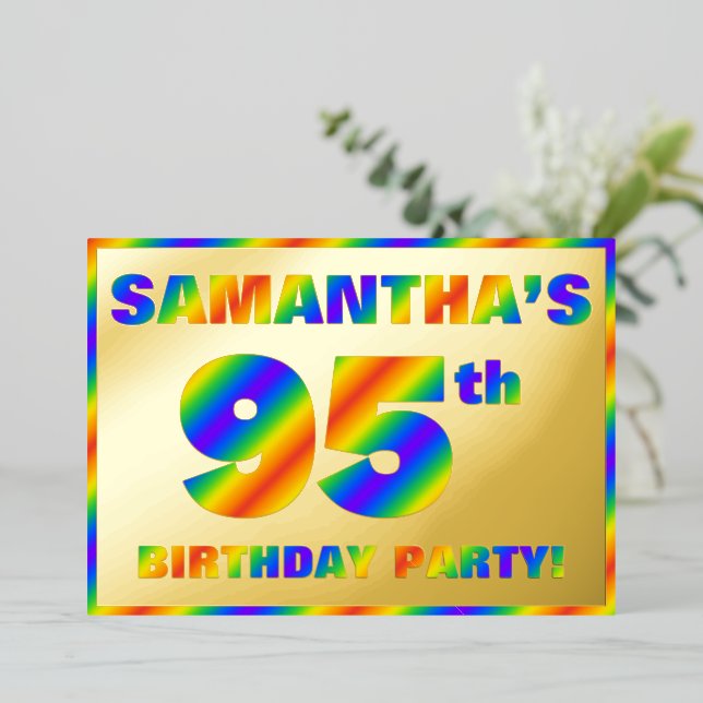 95th Birthday Party — Fun, Rainbow Spectrum “95” (Standing Front)