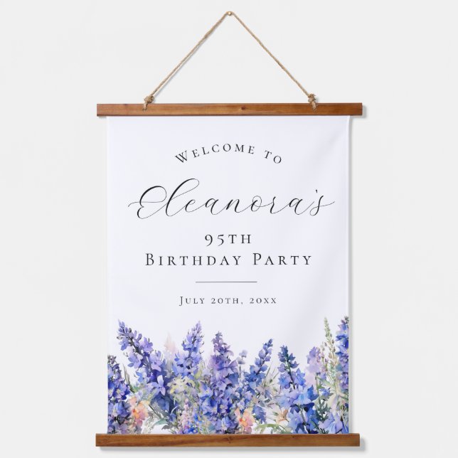 95th Birthday Party July Birth Flower Welcome Hanging Tapestry (Front)
