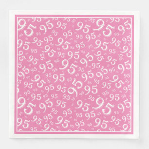 95th Birthday Party Number Pattern Pink/White Napkin