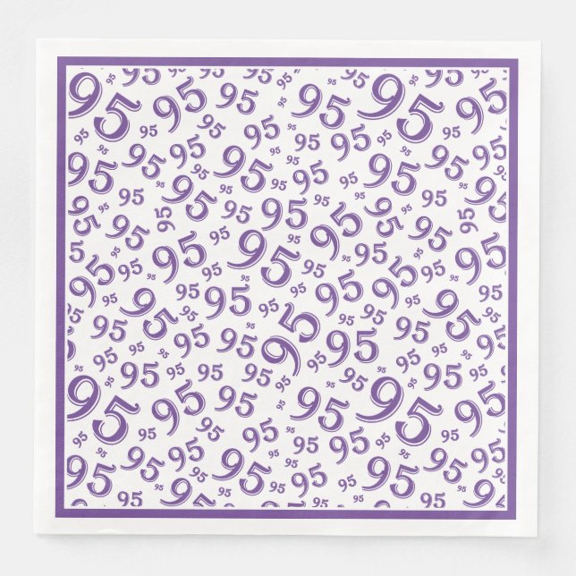 95th Birthday Party Number Pattern Purple/White Napkin (Front)