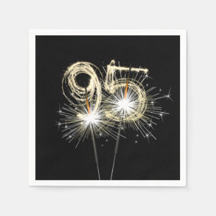 95th Birthday Party Sparklers on Black Napkin