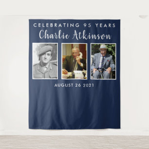 95th birthday photo collage backdrop banner tapestry