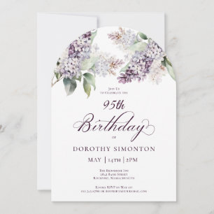 95th Birthday Purple Spring Lilac Flower Arch Invitation