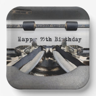 95th Birthday Retro Typewriter Paper Plate