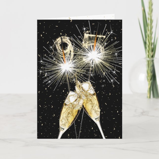 95th Birthday Sparklers and Champagne Toast Card (Front)