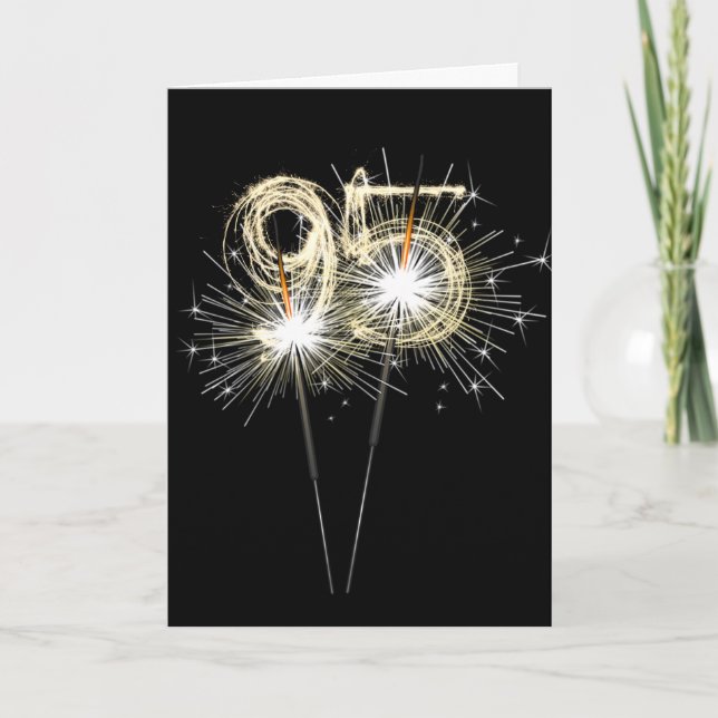 95th Birthday Sparklers on Black   Card (Front)