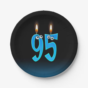 95th Birthday with lit candle numbers Paper Plate