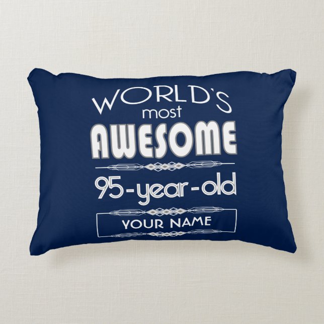 95th Birthday Worlds Best Fabulous Dark Blue Decorative Pillow (Front)