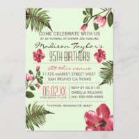 95th Party Exotic Hibiscus & Tropical Palm Leaves