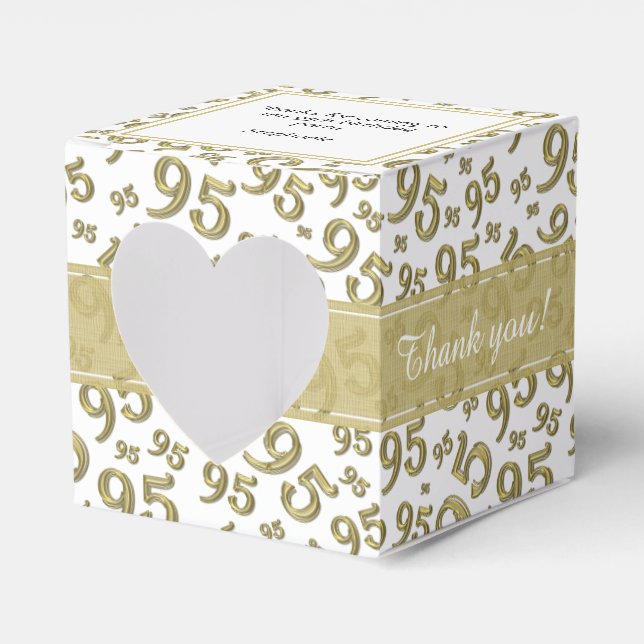 95th Thank You Birthday Gold/White Number pattern Favor Box (Front Side)