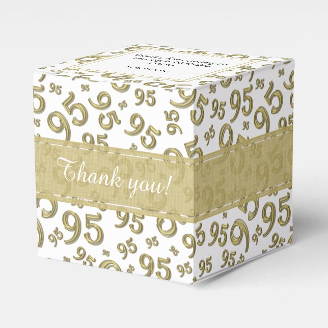 95th Thank You Birthday Gold/White Number pattern Favor Box (Front Side)