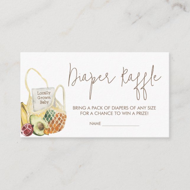 960 Organic Baby Baby Shower Diaper Raffle Enclosure Card (Front)