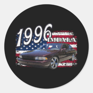 96 Impala Lowrider Ss 4th Of July American Classic Round Sticker