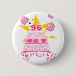 96 Year Old Birthday Cake 2 Inch Round Button