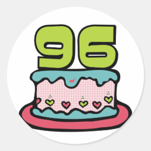 96 Year Old Birthday Cake Classic Round Sticker