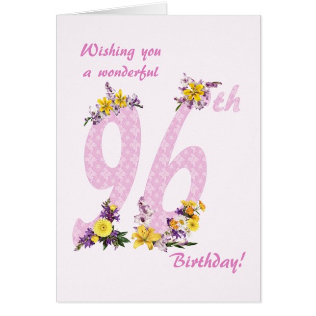 96e anniversaire Fleur numéros décorés (Devant)